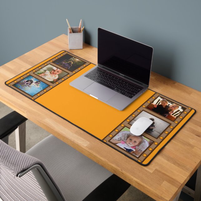 Photo Retro Film Strip Orange Desk Mat (Office 2)