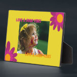 Photo Retro Pink & Orange Love & Good Vibes Plaque<br><div class="desc">Love and Good Vibes Pink and Orange Magnetic Frame.  Photo frame.</div>