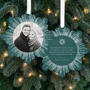 Photo retro sunburst pine green Christmas Tree Decoration Card