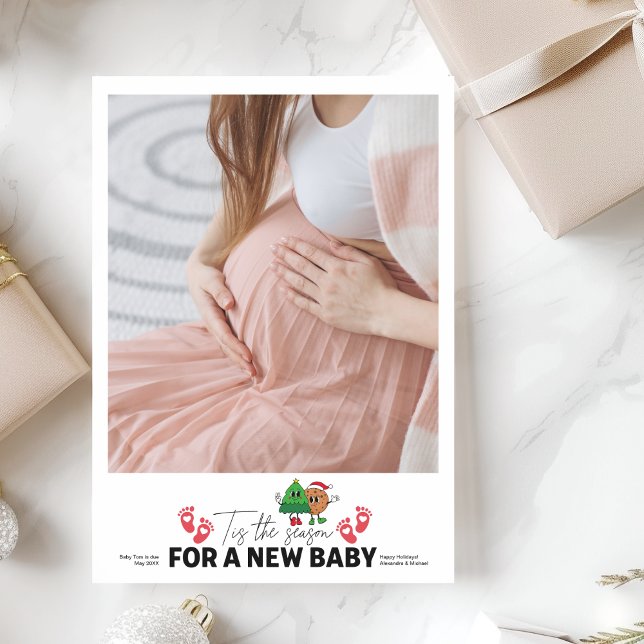 Photo Retro Tis The Season Pregnancy Announcement (Creator Uploaded)