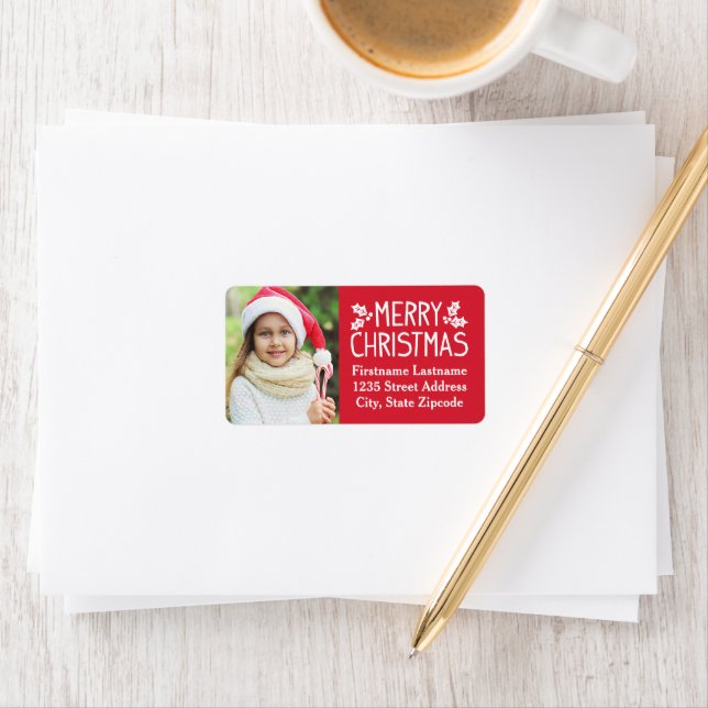 Photo Return Address Label | Merry Christmas (Insitu)