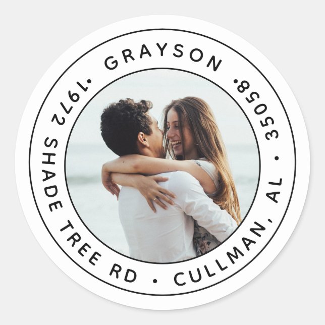Photo Return Address Label/Seal Classic Round Sticker (Front)
