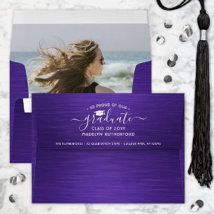 Photo & Return Address Purple and White Graduation Envelope