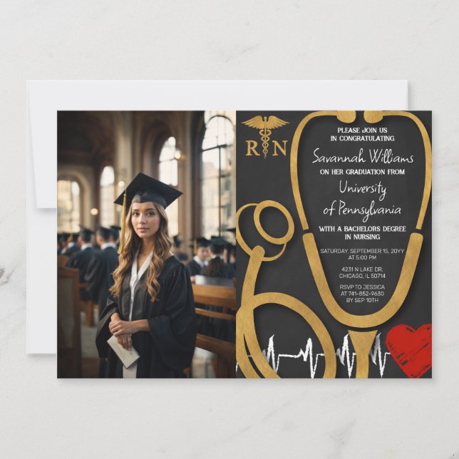 Photo RN Nursing Graduation Celebration Invitation (Front)