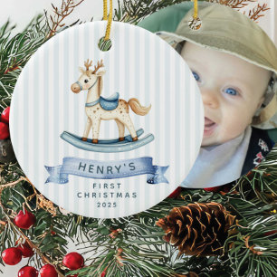Photo Rocking Horse First Christmas Ceramic Tree Decoration