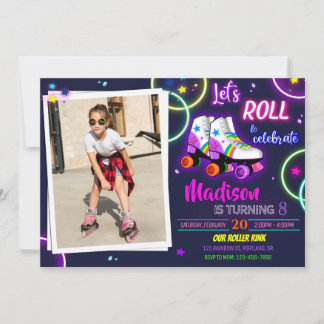 Photo Roller birthday invitation Girl party invite