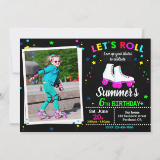 Photo Roller skate birthday invitation - Sk8 party