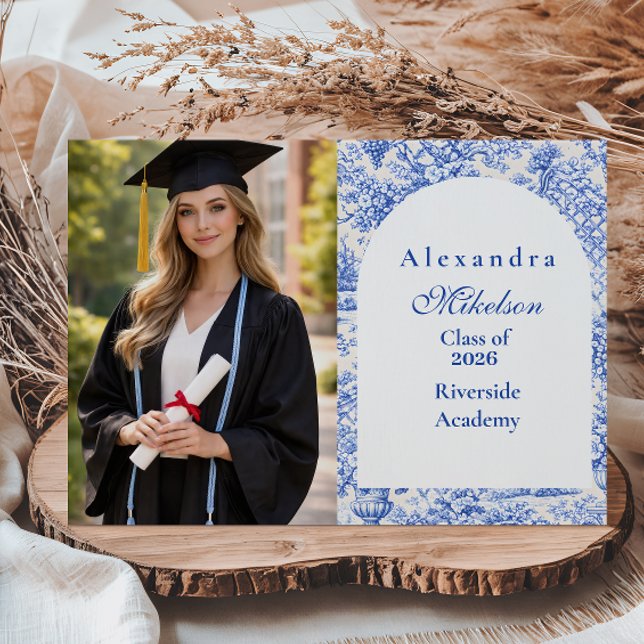 Photo Romantic Blue Garden Graduation Party Announcement (Creator Uploaded)