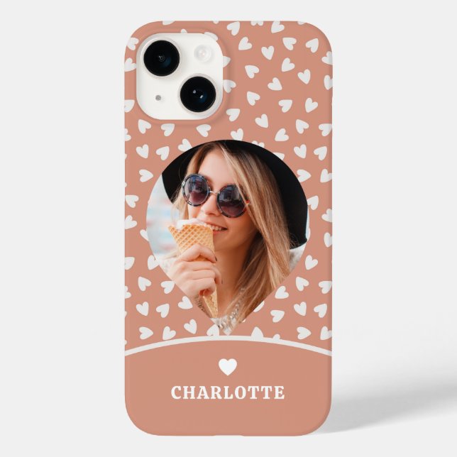 Photo Romantic Love Heart Modern Trendy Girly Case-Mate iPhone Case (Back)