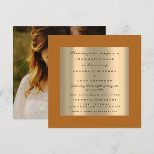 Photo Rose Engagement Wedding Faux Gold Orange Invitation