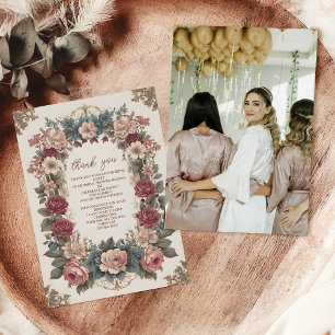 Photo Royal Victorian Whimsical Floral Bridal Show Thank You Card