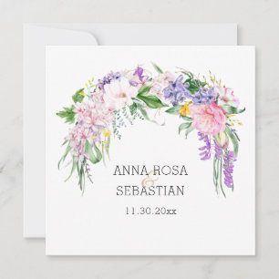*~* PHOTO RSVP Flowers AR12 QR Wedding Invitation