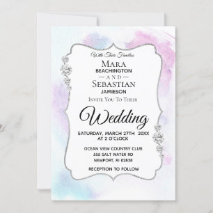 *~* PHOTO +  RSVP + QR - Diamond ABSTRACT  Wedding Invitation