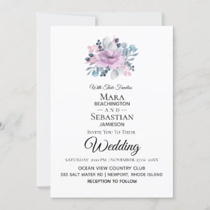 *~* Photo - RSVP - QR FLORAL BOUQUET Wedding Invitation