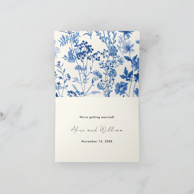 Photo Rustic Blue Wildflower Wedding Announcement (Inside)