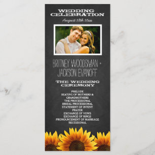 Photo Rustic Chalkboard Sunflower Wedding Programs Programme
