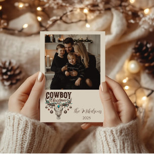 Photo Rustic Cowboy Christmas Holiday Card