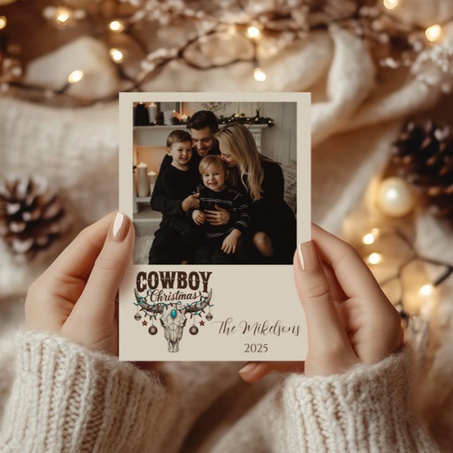 Photo Rustic Cowboy Christmas Holiday Card (Creator Uploaded)