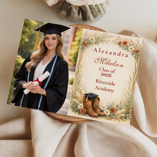 Photo Rustic Cowgirl Graduation Party Announcement (Creator Uploaded)
