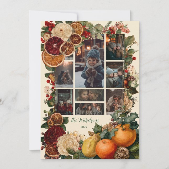 Photo Rustic Dried Orange and Fruit Christmas Holiday Card (Front)