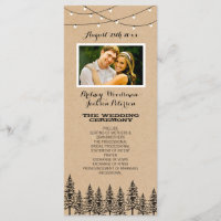 Photo Rustic Evergreen Pine Tree Wedding Programs