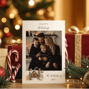 Photo Rustic Gingerbread Cabin Christmas Holiday Card