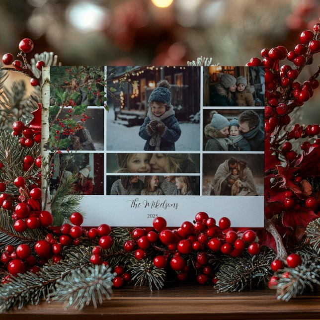 Photo Rustic Holly Berry Christmas Holiday Card (Creator Uploaded)