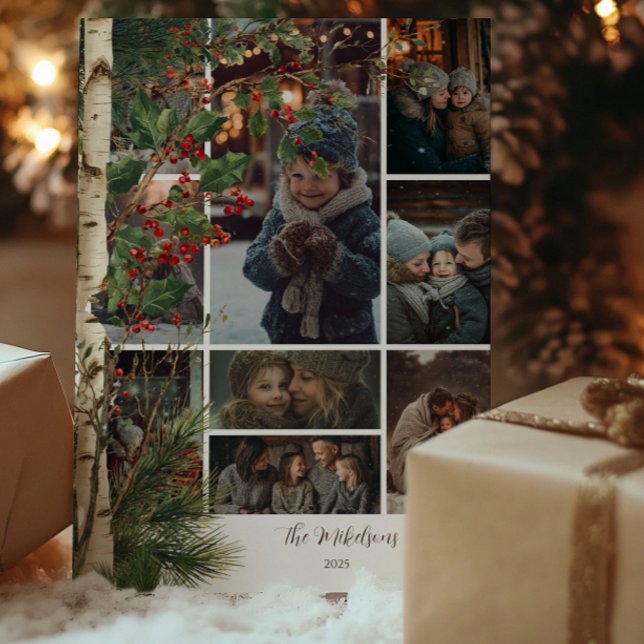 Photo Rustic Holly Berry Christmas Party Holiday Card (Creator Uploaded)