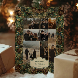 Photo Rustic Pinecone Botanical Christmas Holiday Card