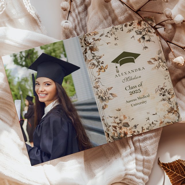 Photo Rustic Vintage Wildflower Bloom Graduation Announcement (Creator Uploaded)