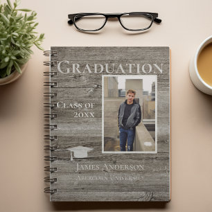 Photo Rustic Wood Graduation Notebook