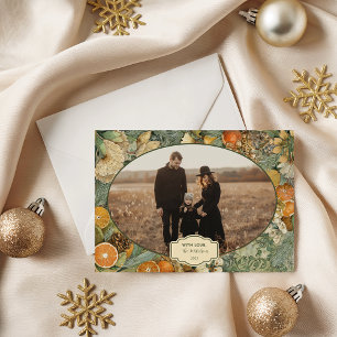 Photo Rustic Woodland Botanical Christmas Holiday Card