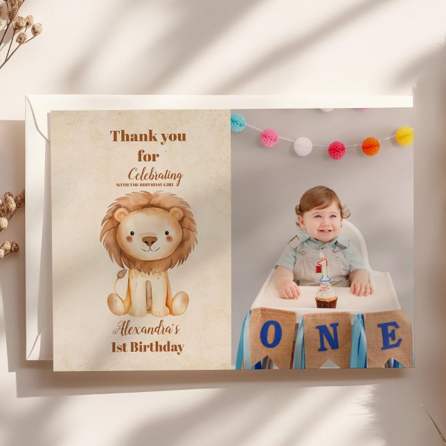 Photo Safari Wild One Birthday Thank You Card (Creator Uploaded)