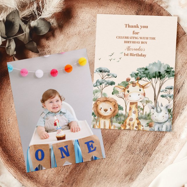 Photo Safari Wild One Birthday Thank You Card (Creator Uploaded)
