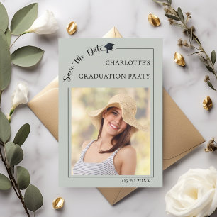 Photo sage green Graduation party Save the Date