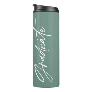 Photo sage green graduation script modern elegant  thermal tumbler