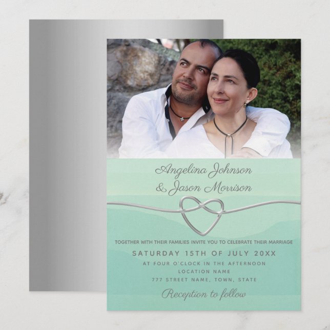Photo Sage Green Wedding Invitation (Front/Back)