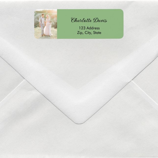 Photo sage green wedding return address (Creator Uploaded)