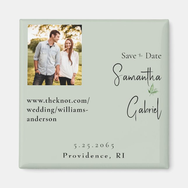 Photo Sage Wedding Save the Date Magnet (Front)