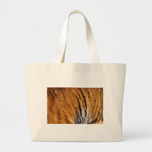 Photo-sampled Tiger Stripes Big Cat Wildlife Large Tote Bag