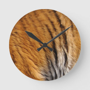 Photo-sampled Tiger Stripes Big Cat Wildlife Round Clock
