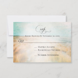 *~* Photo Sand Dune Beach Grass Sea Wedding RSVP Card