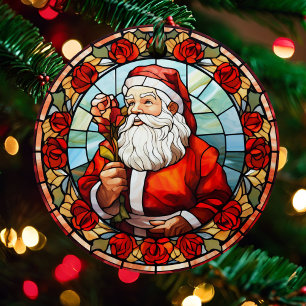 Photo & Santa Claus Personalise Text Name Metal Tree Decoration