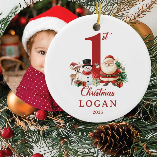 Photo Santa First Christmas Ceramic Tree Decoration (Creator Uploaded)