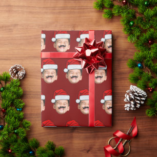 Photo Santa Hat Christmas Gift Wrap, Baby Face Wrapping Paper