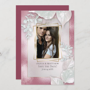 PHOTO SAVE THE DATE Burgundy Shimmer Invitation
