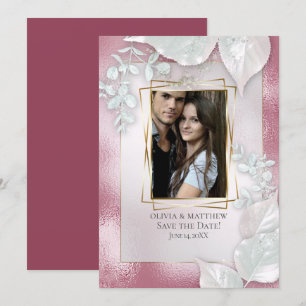 PHOTO SAVE THE DATE    Burgundy Shimmer Invitation