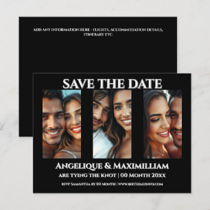 Photo save the date card elegant modern 3 pics