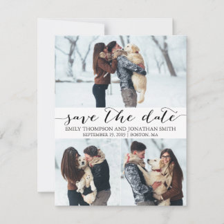 Photo Save the Date Card with Three Pictures