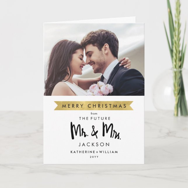 Photo Save The Date | Christmas Future Mr and Mrs Holiday Card (Front)